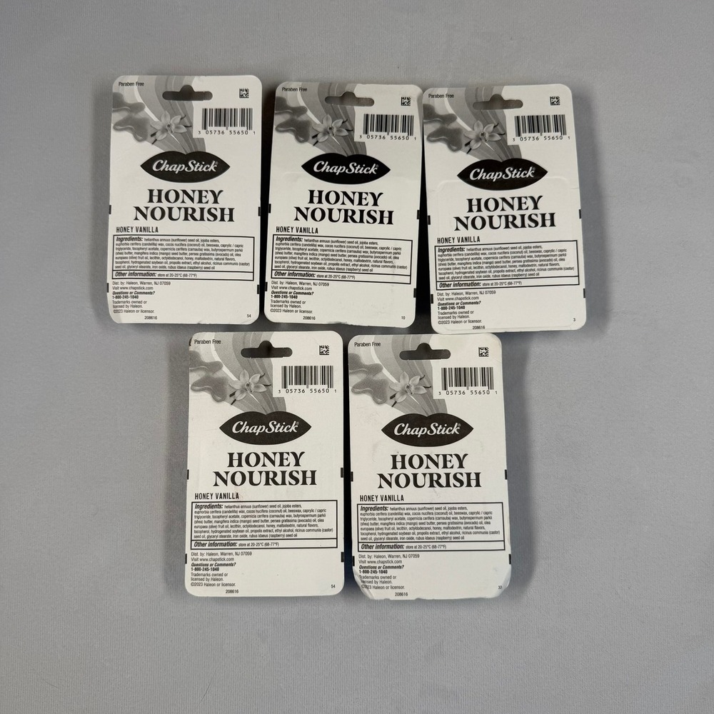 5X ChapStick Honey Nourish Lip Balm Honey Vanilla 3 Sticks each New - Picture 2 of 2